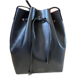 Mansur Gavriel Black/Flamma Large Bucket Shoulder Bag